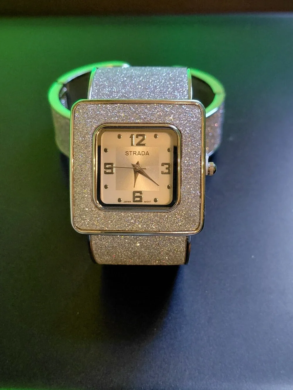 Strada Micro Silver Glitter Watch And Bracelet Set. New. Battery Works